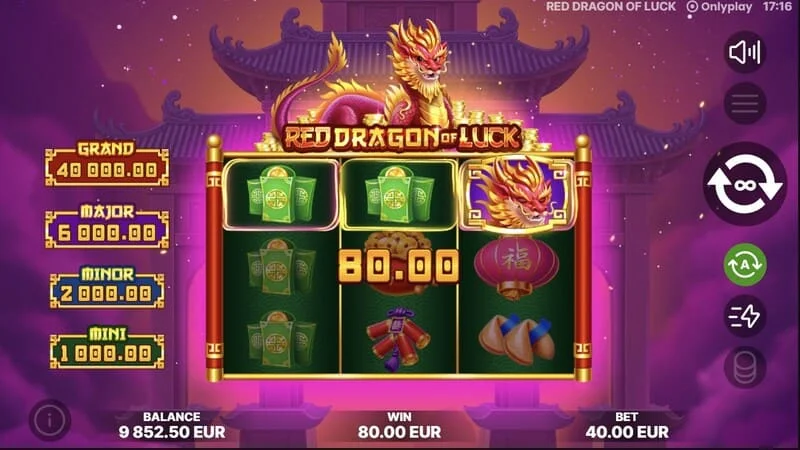 Red Dragon of Luck – symboler med värden visas i basspelet